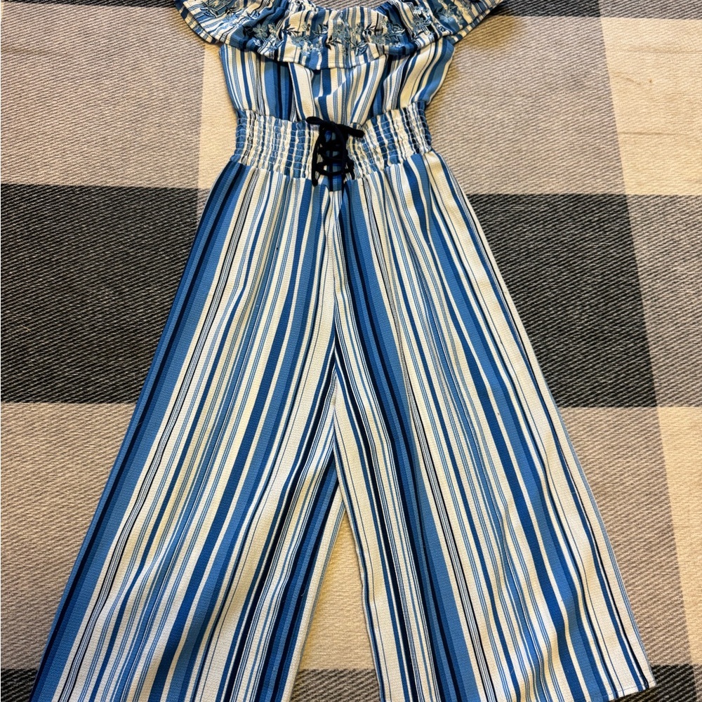 Striped Blue and White Jumpsuit